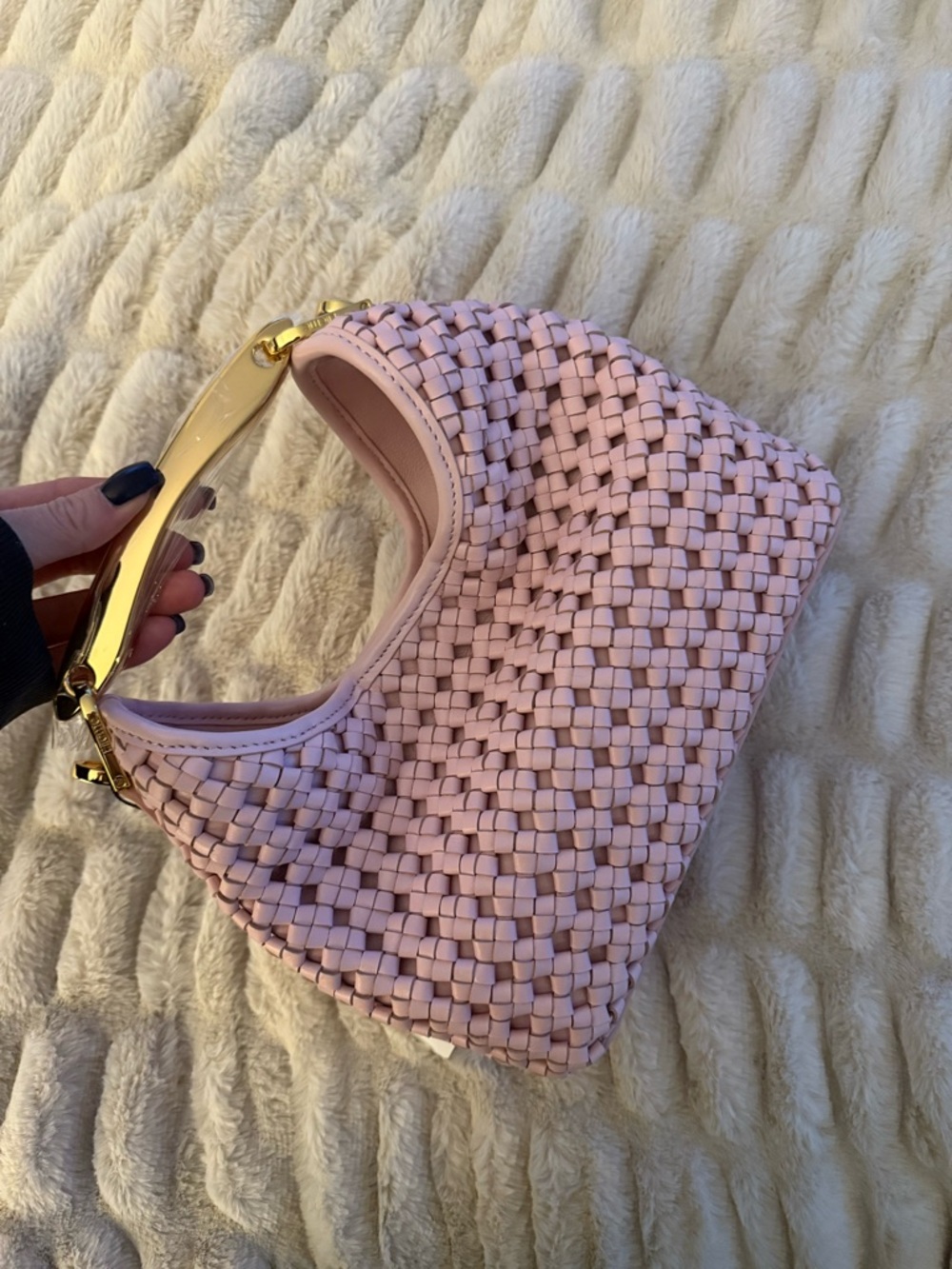 Elleme Small Boomerang Woven Leather Pink - Picture 8 of 9